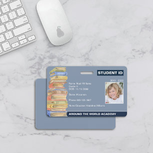 Homeschool Student ID Stack of Books Badge
