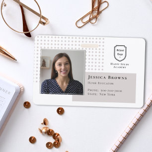 Homeschool Student Teacher Photo School Logo White ID Badge