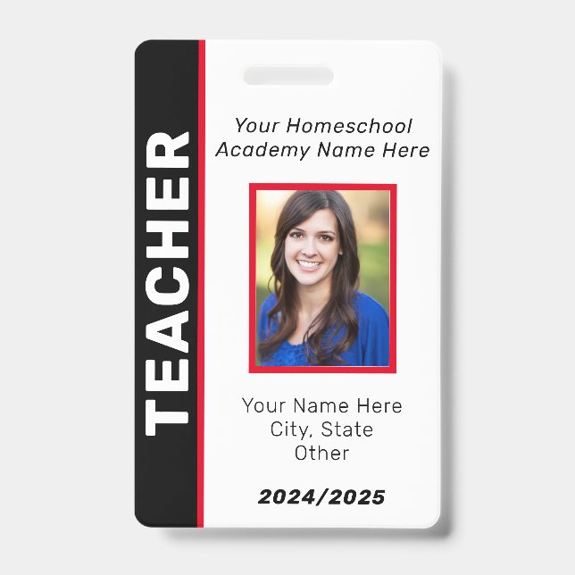 Homeschool Teacher ID Badge (Front)