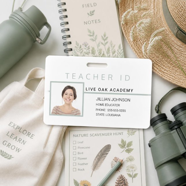 Homeschool Teacher ID Badge Blue Minimalist (Creator Uploaded)