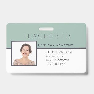Homeschool Teacher ID Badge Elegant Floral