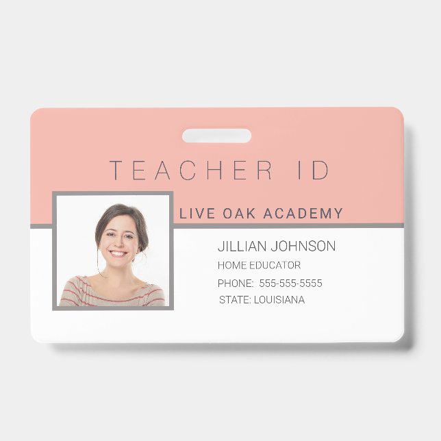Homeschool Teacher ID Badge Feminine Floral (Front)