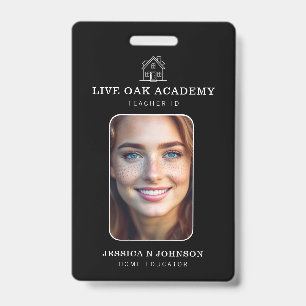 Homeschool Teacher ID Badge Minimalist Black