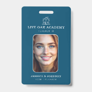 Homeschool Teacher ID Badge   Minimalist Blue