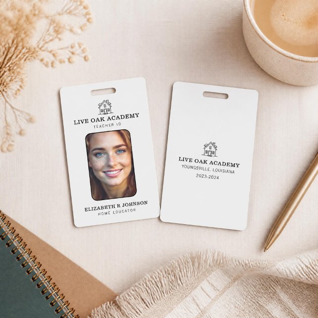 Homeschool Teacher ID Badge | Minimalist White (Creator Uploaded)