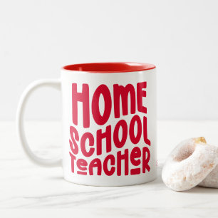 Homeschool Teacher Red Typography Design Two-Tone Coffee Mug