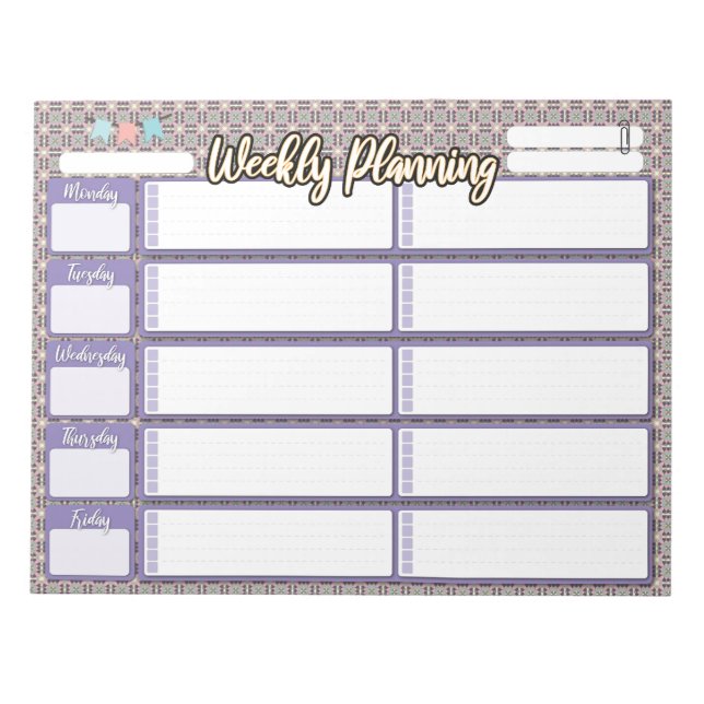 HOMESCHOOL WEEKLY PLANNER TWO CATEGORIESnotepad Notepad (Front)