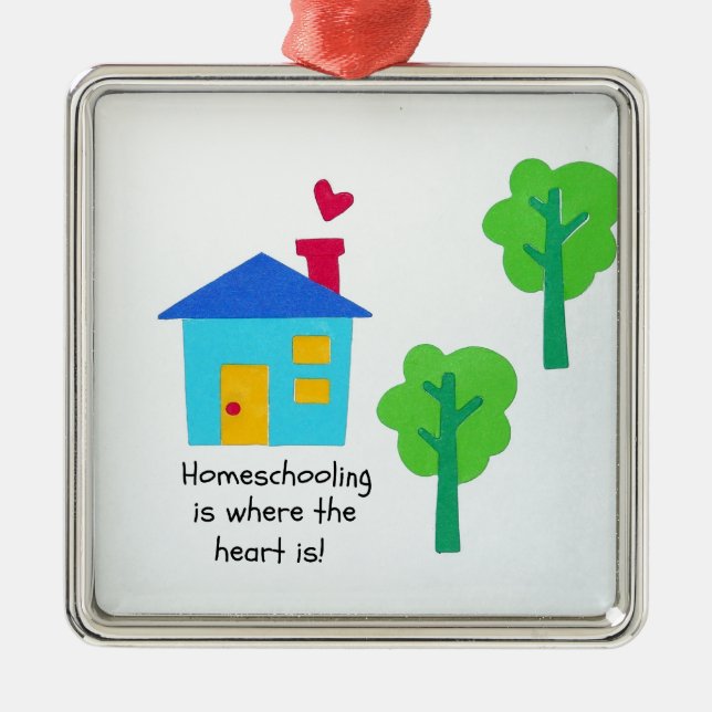Homeschooling is where the heart is! metal tree decoration (Front)