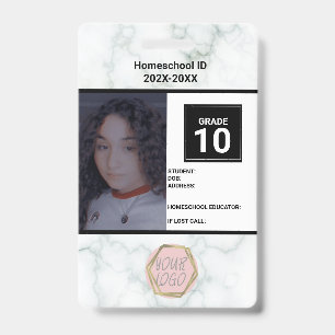 Homeschooling Unschooling Private Marble ID Badge