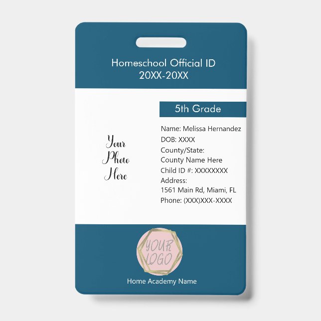 Homeschooling Unschooling Private Student Logo ID Badge (Front)