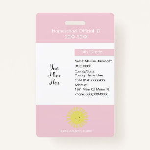 Homeschooling Unschooling Private Student Sun ID Badge