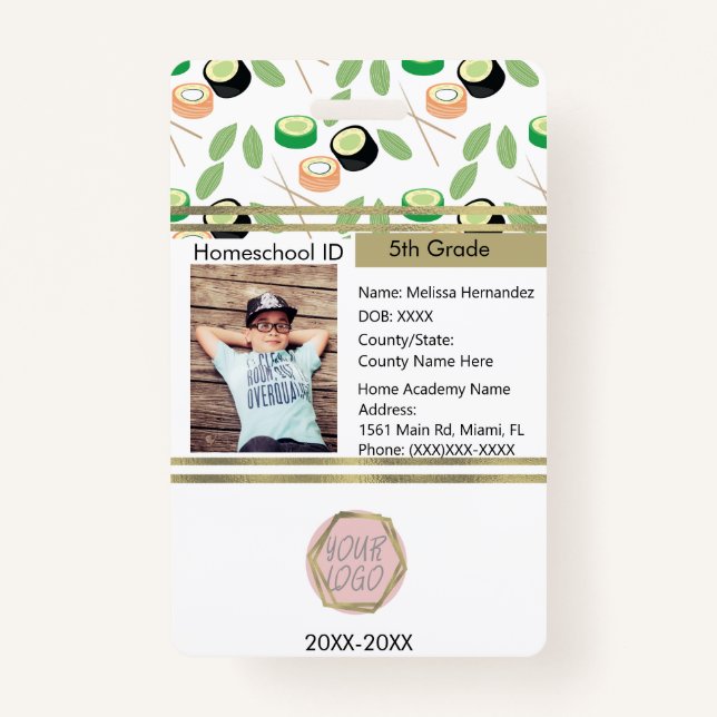 Homeschooling Unschooling Private Student Sushi ID Badge (Front)