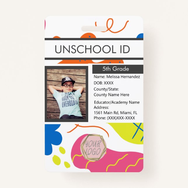 Homeschooling Unschooling Student Fun ID Badge (Front)