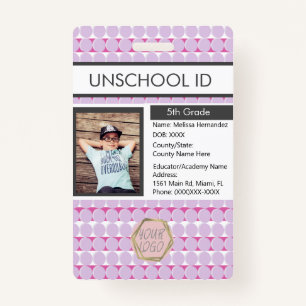 Homeschooling Unschooling Student Pattern Badge ID Badge