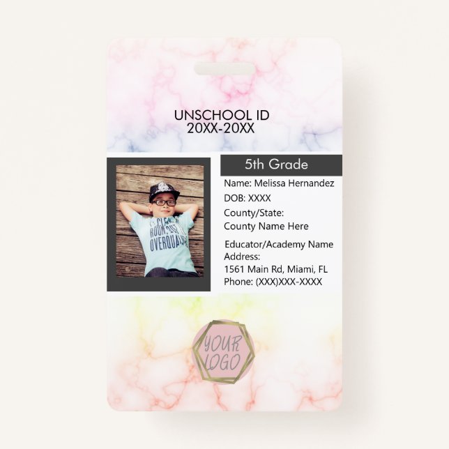 Homeschooling Unschooling Student Rainbow ID Badge (Front)