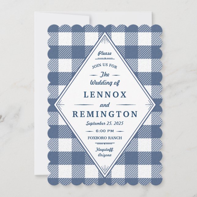 Homespun Gingham Wedding Invitation (Front)