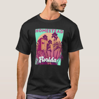 Homestead FL Florida vintage retro ocean scene bea T-Shirt