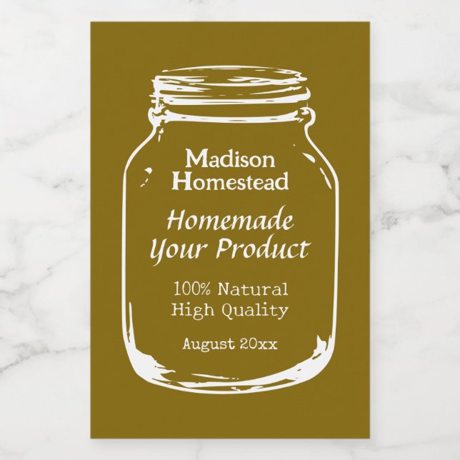 Homestead Mason Jar outline food label template (Single Label)