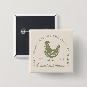 Homestead mum chicken lover cottagecore farm life 15 cm square badge