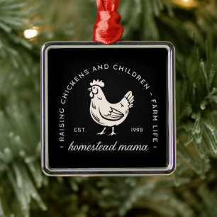 Homestead mum funny chickens homemaker retro black metal tree decoration