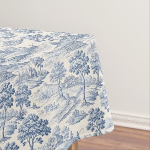 Homestead Toile Blue Tablecloth
