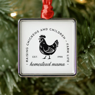 Homesteader chicken mama sahm funny mum quotes metal tree decoration