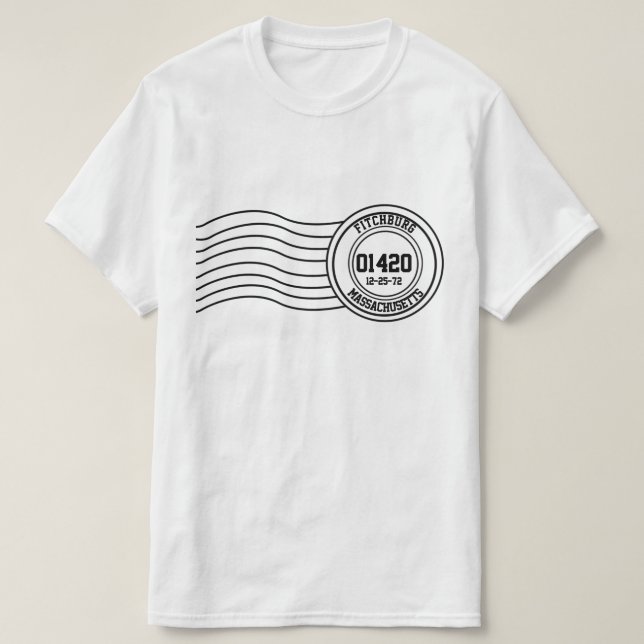 Hometown Birthday Postmark Your Text T-Shirt (Design Front)