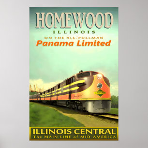 HOMEWOOD Illinois Central Railroad PANAMA Limited Poster