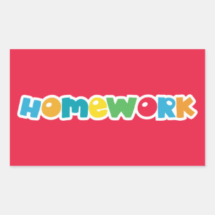 Homework colourful red label