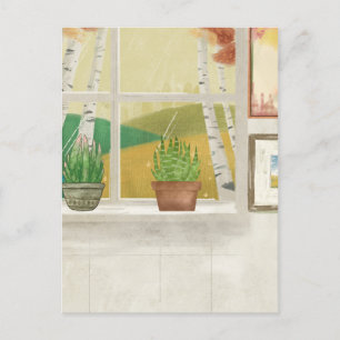 Homey window spring nature home interior postcard