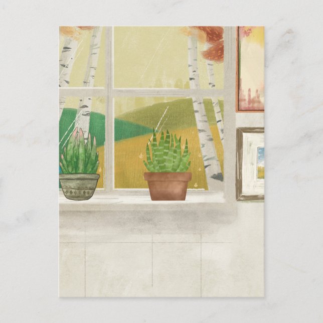 Homey window spring nature home interior postcard (Front)