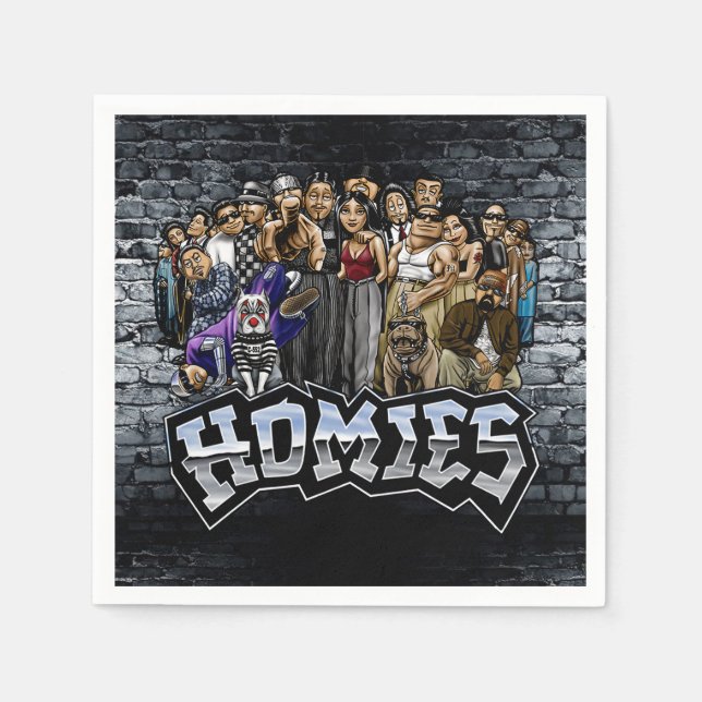 Homies Party Napkins, 90s Old School Party   Napkin (Front)