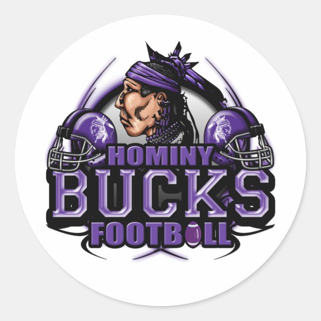 Hominy Bucks Football (tribal) Classic Round Sticker (Front)