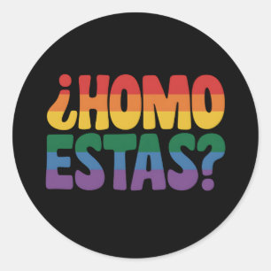 Homo Estas Funny Spanish Mexican Gay Ally LGBTQ Classic Round Sticker