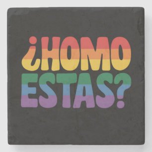 Homo Estas Funny Spanish Mexican Gay Ally LGBTQ Stone Coaster