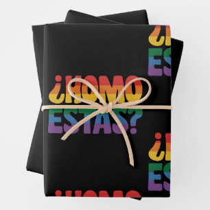 Homo Estas Funny Spanish Mexican Gay Ally LGBTQ Wrapping Paper Sheet