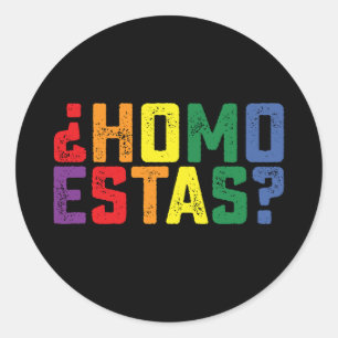 Homo Estas Spanish Mexican Funny Gay Pride LGBTQ Classic Round Sticker