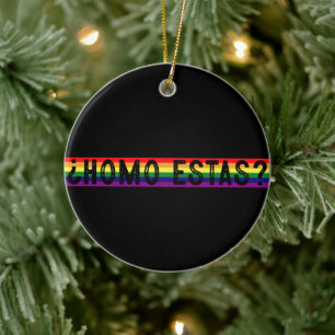 Homo Estas Spanish Mexican Gay Pride LGBTQ Month Ceramic Tree Decoration