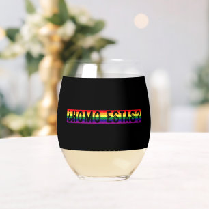 Homo Estas Spanish Mexican Gay Pride LGBTQ Month Stemless Wine Glass