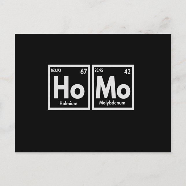 Homo Gay Pride Chemical Elements Shirt Funny LGBTQ Postcard (Front)