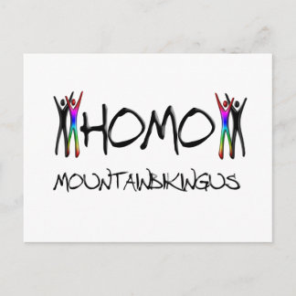 Homo mountain biking postcard