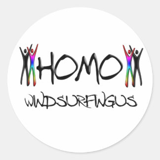 Homo wind surfing classic round sticker