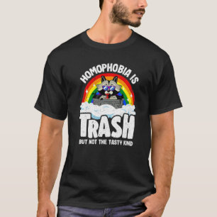 Homophobia Is Trash Raccoon Rainbow Flag Gay Pride T-Shirt