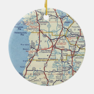 Homosassa Springs and Dade City Vintage Map Ceramic Tree Decoration