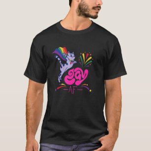 Homosexual Cat With Rainbow Flag Gay Af T-Shirt