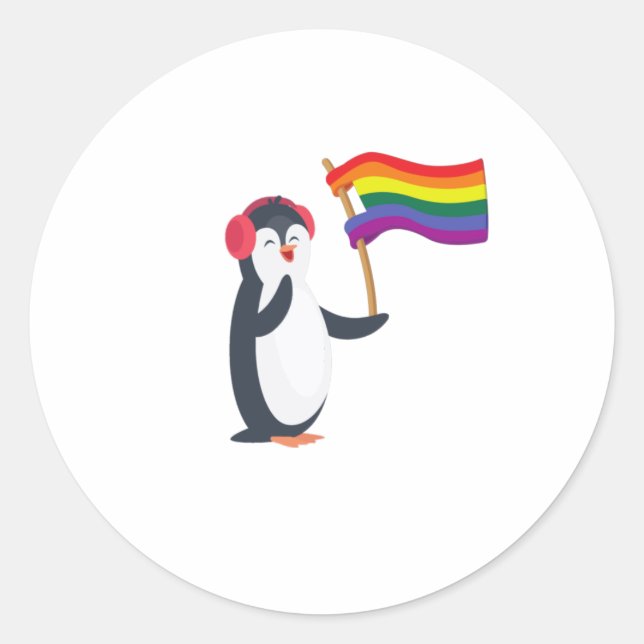 Homosexual Penguin Gay Pride Month LGBT Classic Round Sticker (Front)