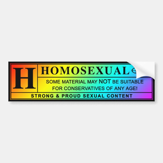 Homosexual Warning Label. Bumper Sticker (Front)