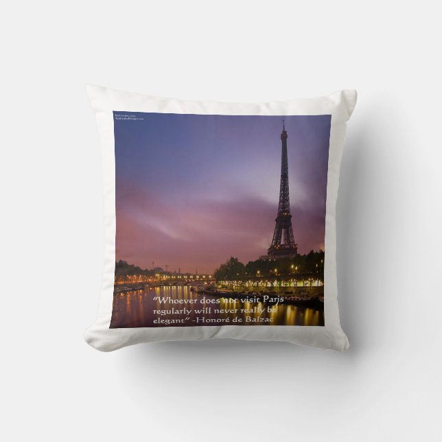 Hon. de Balzac Paris Elegance Quote Throw Pillow (Front)