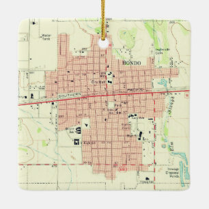 Hondo TX Topo Map Ceramic Ornament
