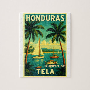  Hondura Puerto de Tela Retro poster Jigsaw Puzzle